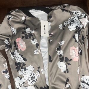 Wish Women's Floral Bomber Jacket - Gray and Pink